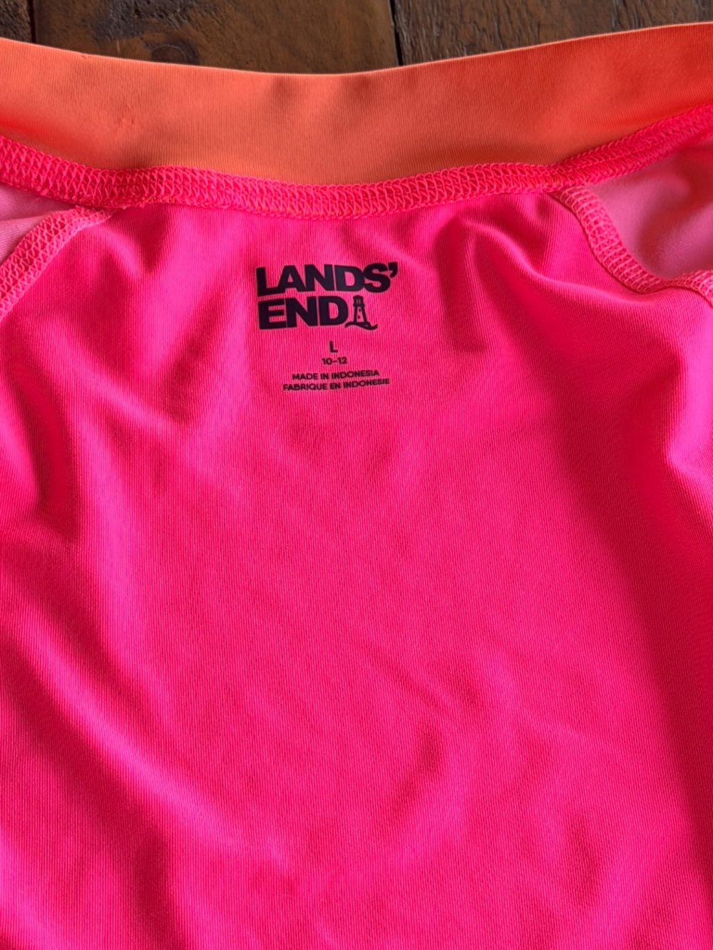 Lands’ End Girls Neon Pink Zip Rash Guard Jacket L 10/12 EUC - Picture 3 of 5